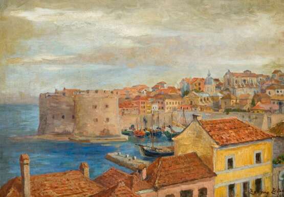 KROATISCHER MALER ERSTE HÄLFTE 20. JAHRHUNDERT. Der alte Hafen von Dubrovnik. - фото 1