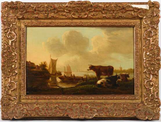 STRIJ, Jacob van (1756 Dordrecht - 1815 ebd.). Holländische Flusslandschaft mit Rindern. - Foto 2