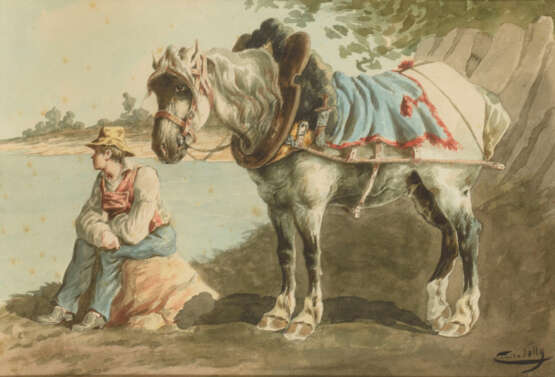 TOLLY, Emile. Bauernknabe mit Pferd. - Foto 1