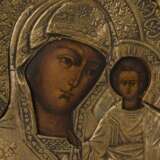 Zwei Ikonen mit Maria und Jesus sowie drei Heiligen mit Oklad - Foto 3