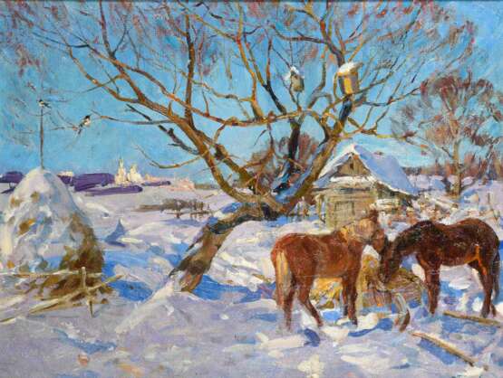 BLINOW, Viktor (блинов, Виктор) (* 1928 Smolensk). Winterbild mit Pferden. - фото 1