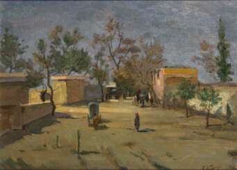 KOROLJOW, Gennadij (Королев, Геннадий) (1913 - 1995). "Landschaft mit blauem Wagen".
