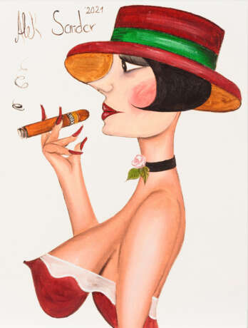 SANDER, Alek. Frauenporträt mit Zigarre. - photo 1