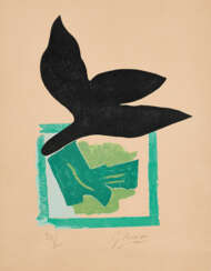 Oiseau noir sur fond vert (From: Si je mourais là-bas)