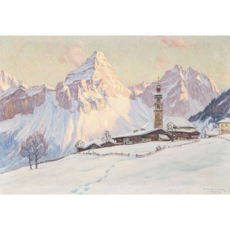 KETTEMANN, ERWIN (1897-1971), "Alpenglühen in Lermoos, Tirol, mit Sonnenspitze", - фото 1