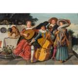 HALS, DIRCK, attribuiert (1591-1656), "Zwei musizierende Paare auf einer Terrasse", - Foto 1