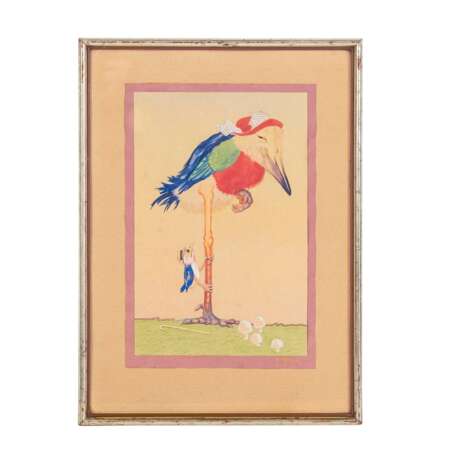 GRIMM, H., wohl Henriette (1894-1965), Illustration "Zwei Vögel mit Hut", - Foto 2