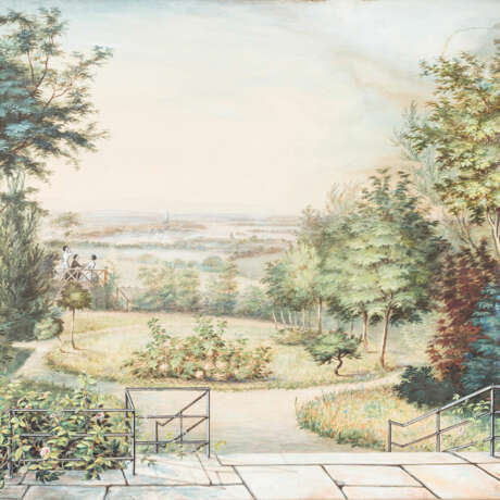 MÖLLER (Maler des 19. Jh.), "Blick auf eine Stadt in weiter Ebene", - photo 1