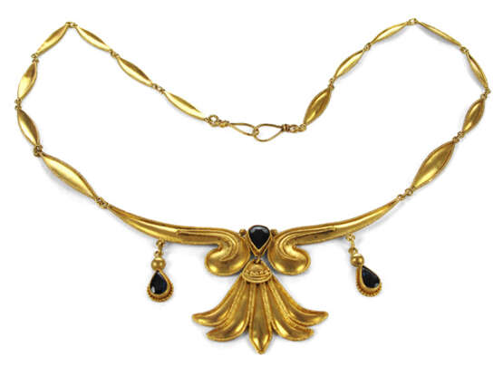 GOLD-COLLIER MIT SAPHIREN, - Foto 1