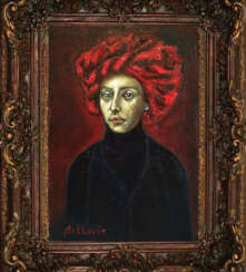 Портрет женщины в красном головном уборе