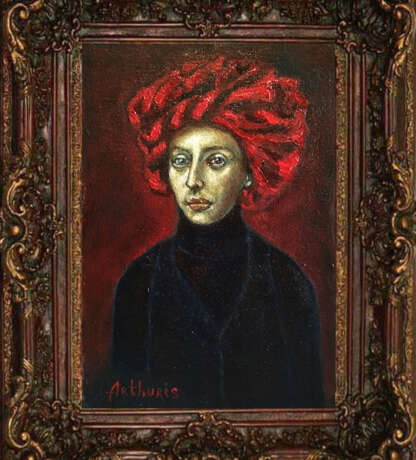 Kartina «Портрет женщины в красном головном уборе», maslo, Arménie, 2021 - photo 1