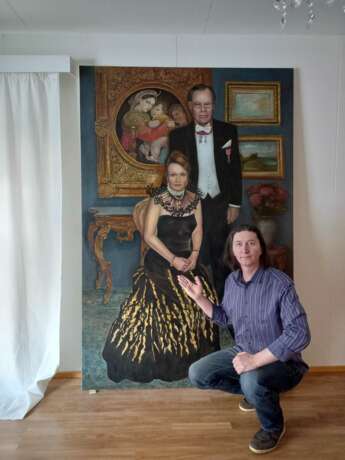 Портрет семейной пары. масло/холст на подрамнике Oil painting Realism Portrait Finland 2021 - photo 1