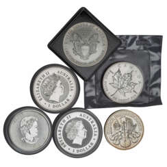 Anlagemünzen /SILBER - 6 x 1 Unze, insgesamt ca. 186 g