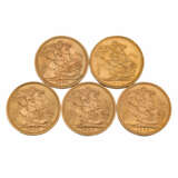 GB/GOLD - 5 x 1 Sovereign, - Foto 2