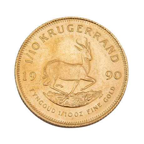 Südafrika/GOLD - 1/10 oz. Krügerrand 1990, - photo 2