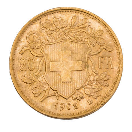 Schweiz/GOLD - 20 Franken Vreneli 1902 B, - photo 2