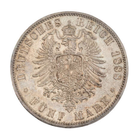 Deutsches Kaiserreich / Preußen - 5 Mark 1888, Kaiser Friedrich, - фото 2