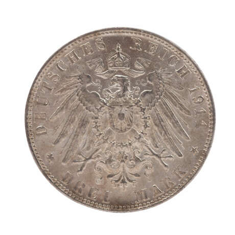 Deutsches Kaiserreich / Bayern - 3 Mark 1911, Prinzregent Luitpold, - фото 2