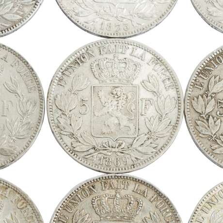 Belgien /SILBER - 14 x 5 Francs Leopold II. - Foto 4