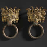 A PAIR OF SMALL GILT-BRONZE TAOTIE MASK FITTINGS - фото 1