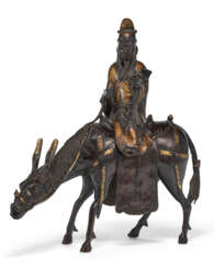 A PARCEL-GILT BRONZE TWO-PART CENSER IN THE FORM OF ZHANG GUOLAO AND A DONKEY