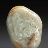 A WHITE AND RUSSET JADE BOULDER - Foto 1