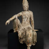 A POLYCHROME WOOD SEATED FIGURE OF THE `WATER-MOON’ GUANYIN - photo 1