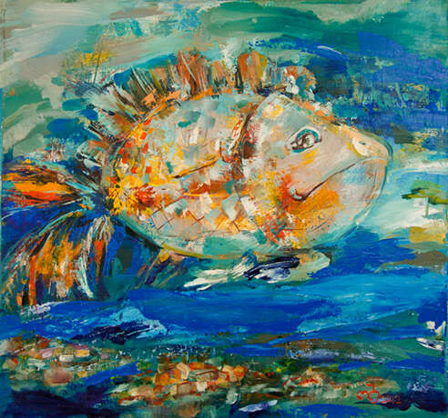 A Fish over the City 2 Canvas on the subframe Acrylic on canvas Abstract Expressionism Georgia 2012 - photo 1