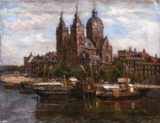 Prins Hendrikkade mit St. Nicolas-Kirche in Amsterdam. Zethraeus Agathe