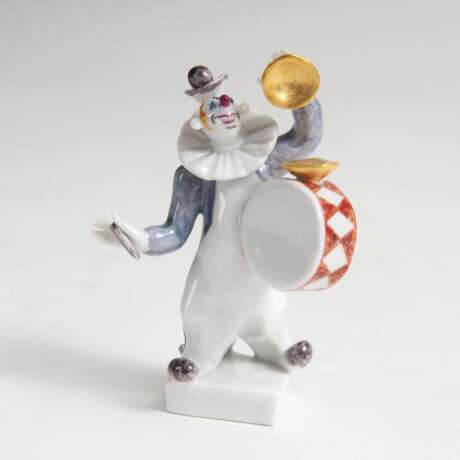 Porzellan-Figur 'Clown mit Trommel und Becken'. Strang Peter - Foto 1