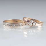 Biedermeier-Ring mit Perlen und Vintage-Ring mit Brillanten - photo 1