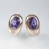 Paar kleiner Amethyst-Brillant-Ohrringe - photo 1