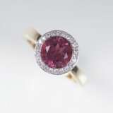 Pink-Turmalin-Ring mit Brillant-Besatz - Foto 1