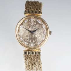 Goldene Herren-Armbanduhr mit Diamant-Besatz von Jensen
