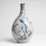 Blau-weiß Vase mit Figur-Vogelmalerei - photo 1