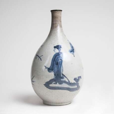 Blau-weiß Vase mit Figur-Vogelmalerei - Foto 2
