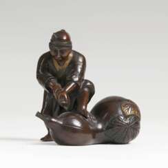 Kleinbronze 'Bauer mit Riesenkalebasse'