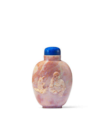 A CARVED FIRE OPAL SNUFF BOTTLE - photo 1
