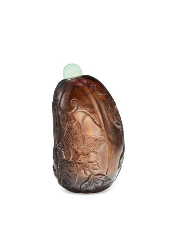 A DARK SMOKY-QUARTZ MELON-FORM SNUFF BOTTLE - Foto 1