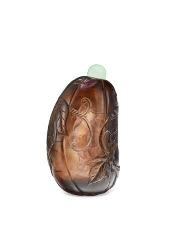 A DARK SMOKY-QUARTZ MELON-FORM SNUFF BOTTLE - Foto 2