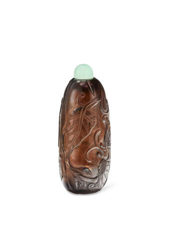 A DARK SMOKY-QUARTZ MELON-FORM SNUFF BOTTLE - Foto 3