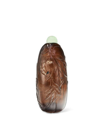 A DARK SMOKY-QUARTZ MELON-FORM SNUFF BOTTLE - Foto 4