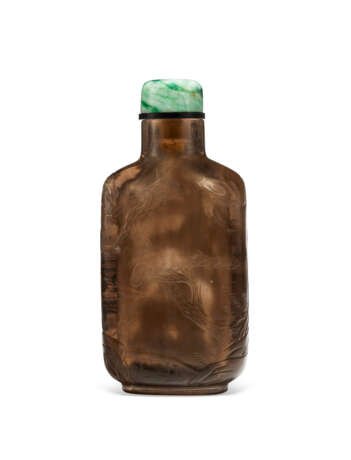 A CARVED CAMEO SMOKY QUARTZ SNUFF BOTTLE - фото 2