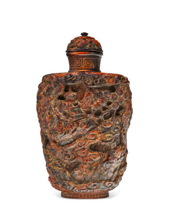 A LARGE CARVED BURLWOOD SNUFF BOTTLE - photo 1