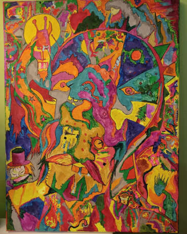 Painting “Божий человек”, Canvas on the subframe, сюрреализм, Primitivism, Mythological, Russia, 2022 - photo 1