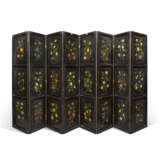 A DUTCH EMBOSSED AND POLYCHROME-PAINTED LEATHER CHINOISERIE EIGHT-LEAF SCREEN - photo 4