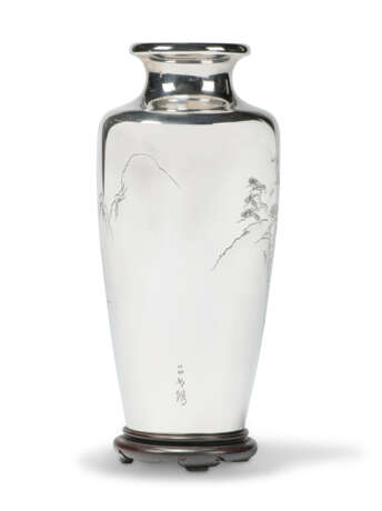 A PAIR OF JAPANESE SILVER VASES - photo 3
