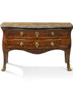 Parquetry. AN ITALIAN ORMOLU-MOUNTED KINGWOOD, BRAZILIAN ROSEWOOD AND PARQUETRY BOMBE COMMODE