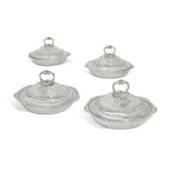 A SET OF FOUR GEORGE III SILVER VEGETABLE DISHES AND COVERS