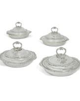 A SET OF FOUR GEORGE III SILVER VEGETABLE DISHES AND COVERS